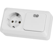 Комбинированный блок TDM ELECTRIC 1-клавишный выключатель с/п 10А + розетка 2П+З 16А 250В БКВР IP20 белый "Ладога" SQ1801-0103
