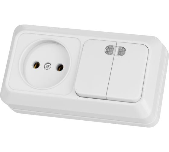 Комбинированный блок TDM ELECTRIC 2-клавишный выключатель с/п 10А + розетка 2П 10А 250В БКВР IP20 белый "Ладога" SQ1801-0108 1