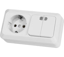 Комбинированный блок TDM ELECTRIC 2-клавишный выключатель с/п 10А + розетка 2П+З 16А 250В БКВР IP20 белый "Ладога" SQ1801-0104