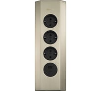 Механический блок розеток Mebax 50F 3 секции Серый металлик угловая 2 USB 00-00001588