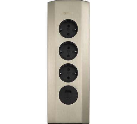 Механический блок розеток Mebax 50F 3 секции Серый металлик угловая 2 USB 00-00001588