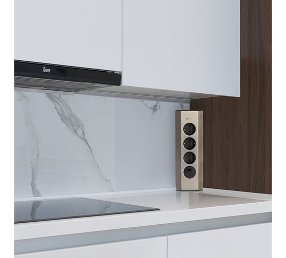 Механический блок розеток Mebax 50F 3 секции Серый металлик угловая 2 USB 00-00001588
