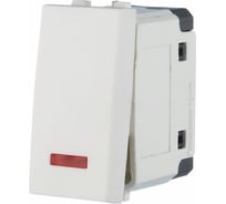 1-клавишный выключатель LK Studio с индикатором 45x22.5 (сх.1L) 16 A. 250 B белый LK45 850304-1