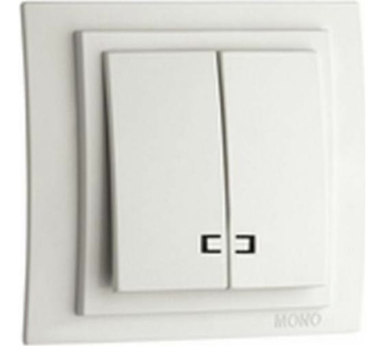 Механизм выключателя MONO ELECTRIC L/D 2-клавишный с подсветкой Слоновая Кость 500-000125-103 1
