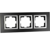 Рамка Mono Electric 3-постовая STYLE GLASS черное стекло 107-720000-162