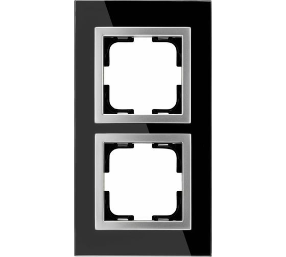 Рамка Mono Electric 2-постовая STYLE GLASS черное стекло 107-720000-161 1
