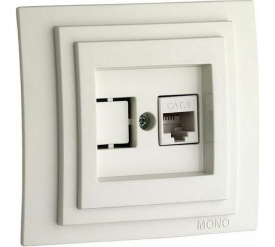 Компьютерная розетка Mono Electric Rj45 Cat6 L/D механизм слоновая кость 500-000105-125