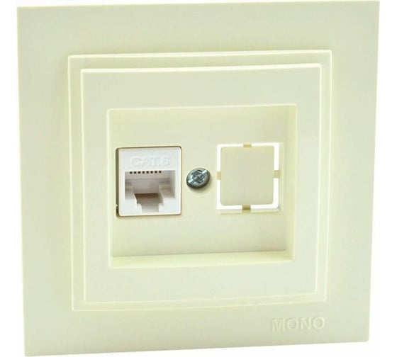 Телефонная розетка Mono Electric Rj45 Cat3 L/D механизм крем 500-001725-124 1