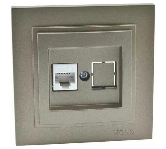 Телефонная розетка Mono Electric Rj45 Cat3 L/D механизм бронза 500-002325-124 1