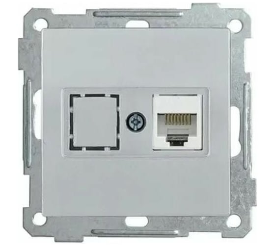 Телефонная розетка Mono Electric Rj45 Cat3 L/D механизм серебро 500-002125-124 1