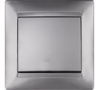 Выключатель перекрестный одноклавишный серебристый металлик TDM ELECTRIC 10А, серия "Лама" SQ1815-0236