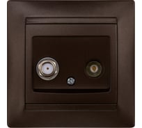 Розетка TV ("мама") + SAT (F-разъем) 0-2400МГц TDM ELECTRIC шоколад, серия "Лама" SQ1815-0520