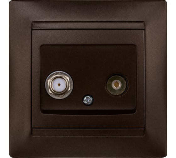 Розетка TV ("мама") + SAT (F-разъем) 0-2400МГц TDM ELECTRIC шоколад, серия "Лама" SQ1815-0520 1