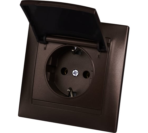Розетка TDM ELECTRIC Лама 2П+З 16А 250В IP44 с крышкой шоколад SQ1815-0526