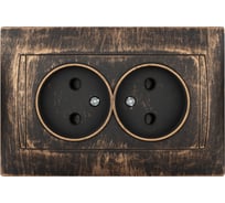 Розетка двойная 2П 10А 250В с защитыми шторками TDM ELECTRIC старинная бронза, серия "Лама" SQ1815-0753