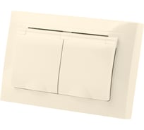 Двойная розетка TDM ELECTRIC Таймыр 2П+З с защитными шторками и крышкой 16А 250В IP44 слоновая кость SQ1814-0176