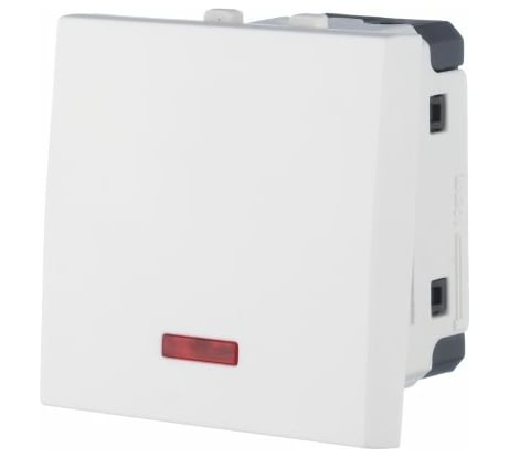 1-клавишный выключатель LK Studio с индикатором 45x45 (сх.1L) 16 A. 250 B белый LK45 850904-1