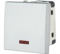 1-клавишный выключатель LK Studio с индикатором 45x45 (сх.1L) 16 A. 250 B серебристый металлик LK45 850903-1