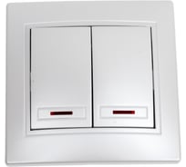 Двухклавишный выключатель Intro Plano с подсветкой, 10А-250В, IP20, СУ, перламутр, Б0053782