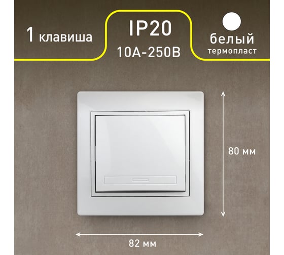 Одноклавишный выключатель Intro Plano 1Э-101-01 10А-250В, IP20, СУ, без лапок, белый, Б0053950