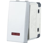 1-клавишный переключатель LK Studio с двух мест, с индикатором 45x22.5 (сх.6L) 16 A. 250 B, серебро, 850403-1