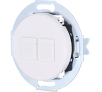 Двойная компьютерная розетка LK Studio 2хRJ-45 кат.6 с накладкой, белая, LK Vintage 886404-1