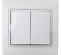 Двойной выключатель Intro Plano 1Э-104-01, 10А-250В, IP20, СУ, без лапок, белый, Б0053951 20771667