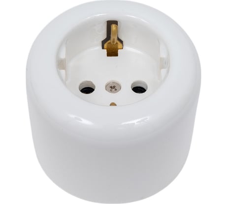 Розетка с заземляющим контактом Bironi R, керамика, цвет белый R1-101-01