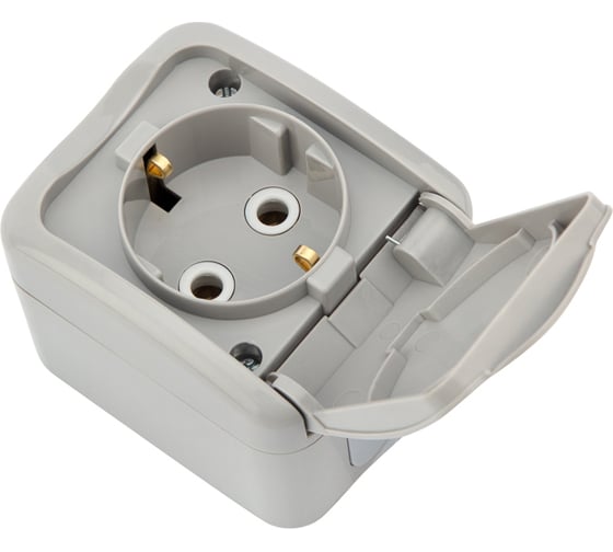 Накладная розетка KRANZ Mini OG, IP54, с заземлением, о/у, серая KR-78-0817