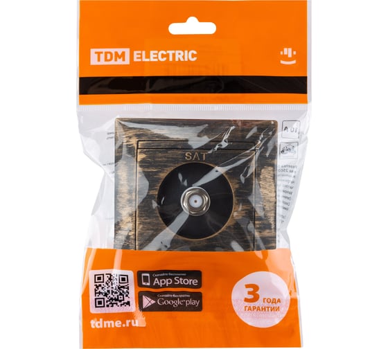 Розетка TDM ELECTRIC SAT (F-разъем) 0-2400МГц, старинная, бронза, Лама SQ1815-0762