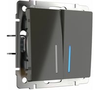 Двухклавишный выключатель с подсветкой WERKEL WL07-SW-2G-LED серо-коричневый a029879