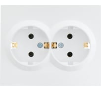Двойная розетка Lezard VESNA с заземлением, керамика, белая 742-0200-127
