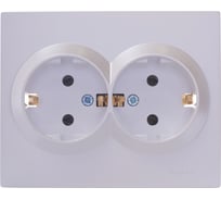 Двойная розетка Lezard VESNA с заземлением, керамика, жемчужно-белый перламутр 742-3000-127