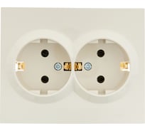 Двойная розетка Lezard VESNA с заземлением, керамика, крем 742-0300-127