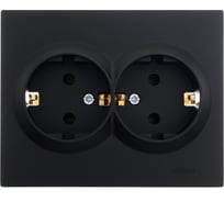 Двойная розетка Lezard VESNA с заземлением, керамика, чёрный бархат 742-4200-127