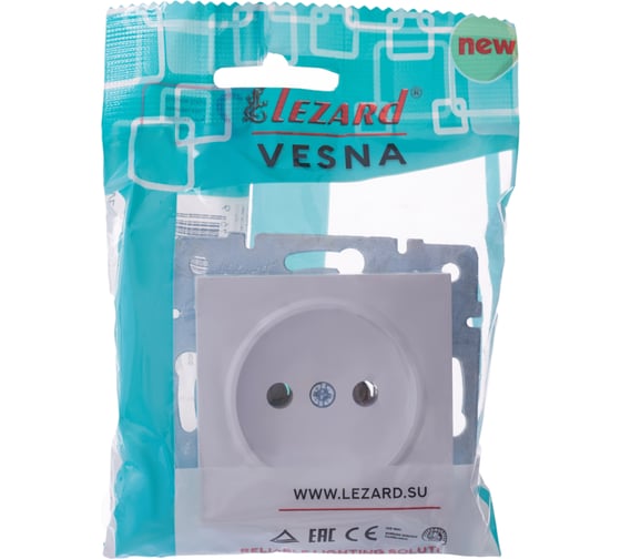 Розетка Lezard VESNA без заземления, керамика, белая 742-0288-121