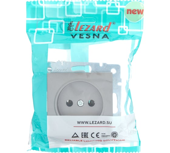 Розетка Lezard VESNA без заземления, керамика, платина 742-3588-121
