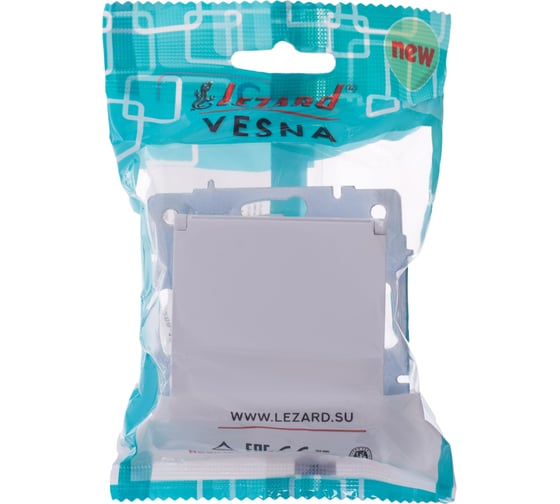 Розетка Lezard VESNA с заземлением, с крышкой, керамика, белая 742-0288-123