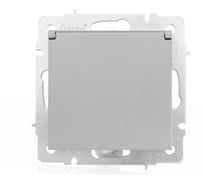 Розетка Lezard VESNA с заземлением, с крышкой, керамика, платина 742-3588-123