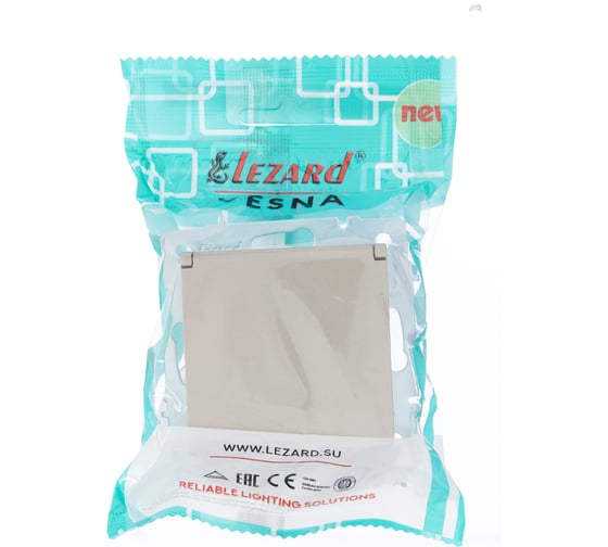 Розетка Lezard VESNA с заземлением, с крышкой, керамика, титан 742-3788-123