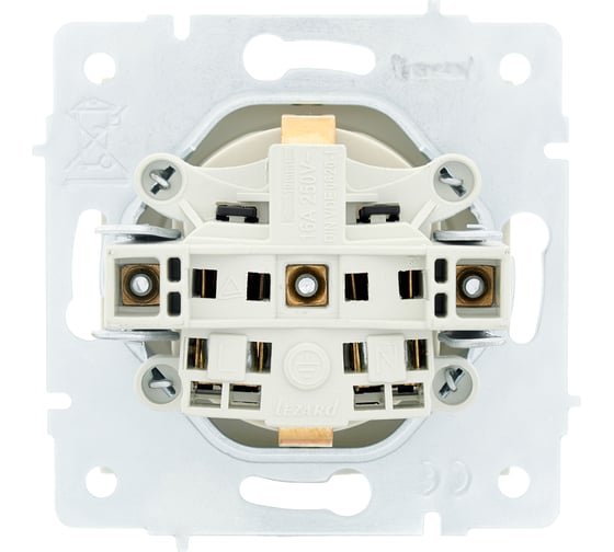 Розетка Lezard VESNA с заземлением, с крышкой, ПБТ, крем 742-0388-123B