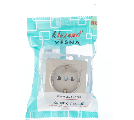 Розетка Lezard VESNA с заземлением, ПБТ, титан 742-3788-122B