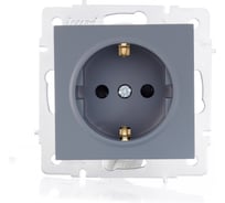 Розетка Lezard VESNA с защитой от детей, ПБТ, графит 742-3488-124B