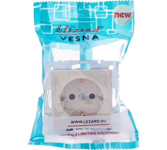 Розетка Lezard VESNA с защитой от детей, ПБТ, крем 742-0388-124B
