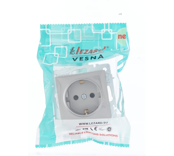 Розетка Lezard VESNA с защитой от детей, ПБТ, платина 742-3588-124B