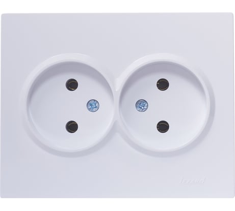 Двойная розетка Lezard VESNA без заземления, ПБТ, белая 742-0200-128B