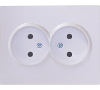 Двойная розетка Lezard VESNA без заземления, ПБТ, жемчужно-белый перламутр 742-3000-128B