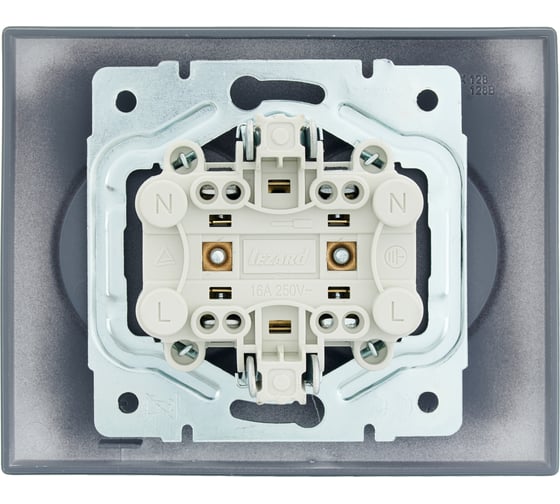 Двойная розетка Lezard VESNA без заземления, ПБТ, графит 742-3400-128B
