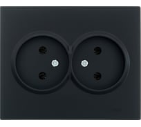 Двойная розетка Lezard VESNA без заземления, ПБТ, чёрный бархат 742-4200-128B