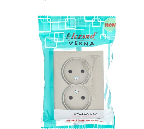 Двойная розетка Lezard VESNA без заземления, ПБТ, титан 742-3700-128B